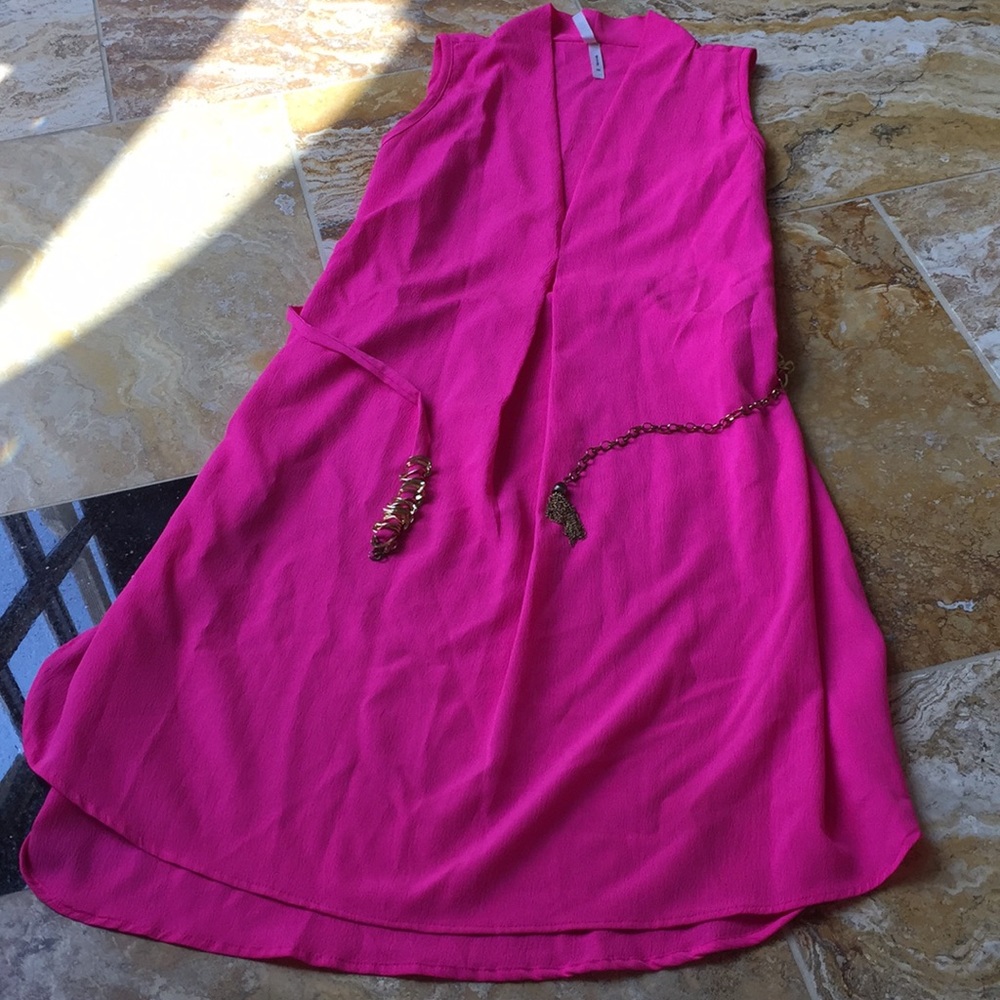 Truth NYC hotpink Sleeveless shift shirtdress/belt